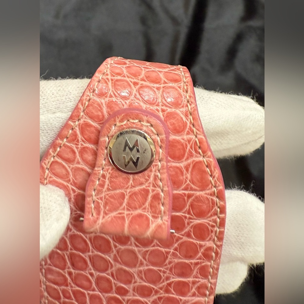 Authentic MICHELE Deco 18mm Watch Alligator Cuff Band in Pink. rare! - Picture 3 of 15